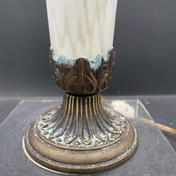 Andrea by Sadek Pink Frosted Trumpet Accent Lamp Brass Base Works - Picture 4 of 12